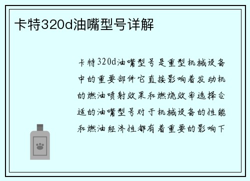 卡特320d油嘴型号详解